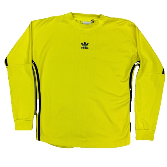 Adidas Mens Soccer Authentic Jersey Trefoil 3 Stripes Long Sleeve Yellow Size Sm - Picture 1 of 6